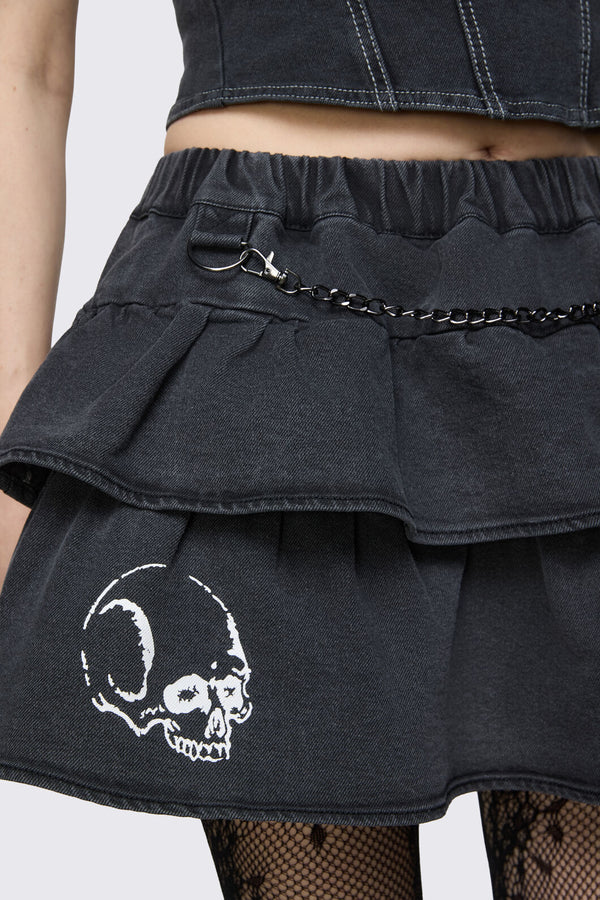 Dangerfield NZ - Archangel Denim Chain Mini Skort - grey