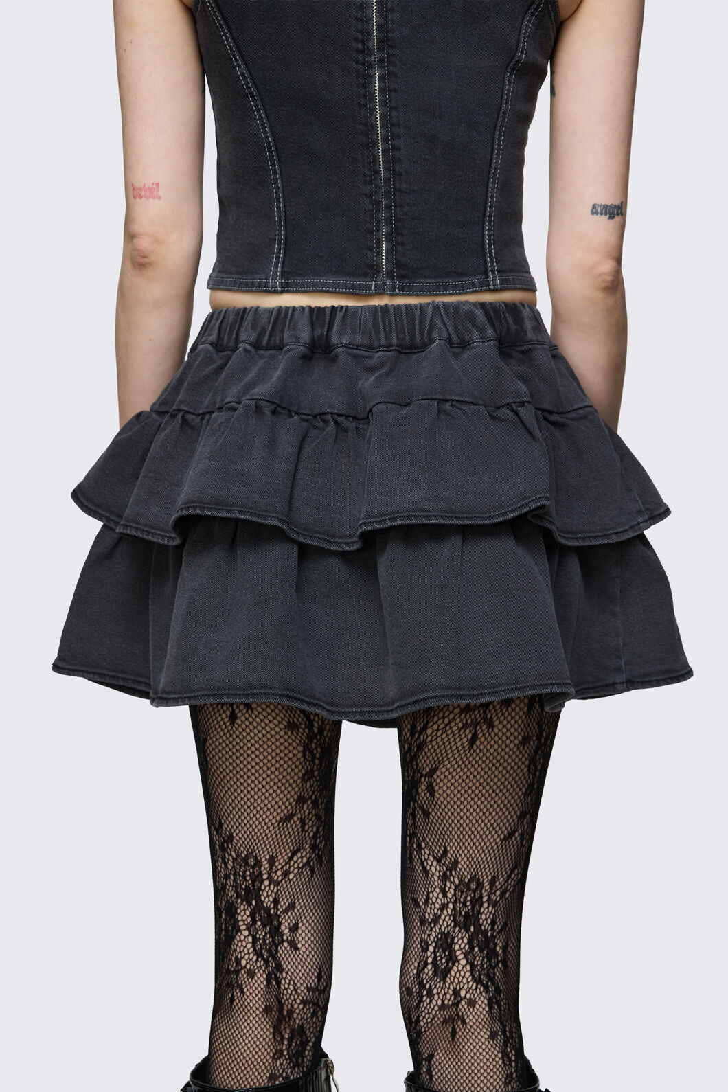 Dangerfield NZ - Archangel Denim Chain Mini Skort - grey