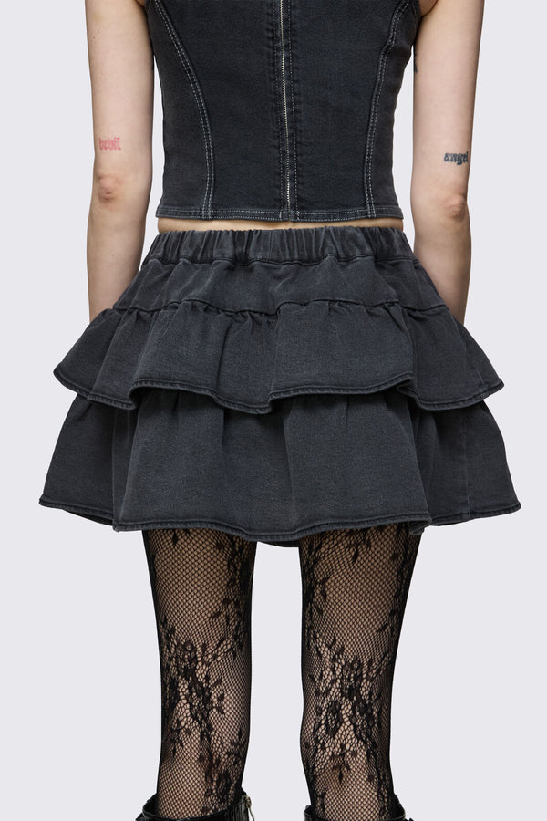 Dangerfield NZ - Archangel Denim Chain Mini Skort - grey