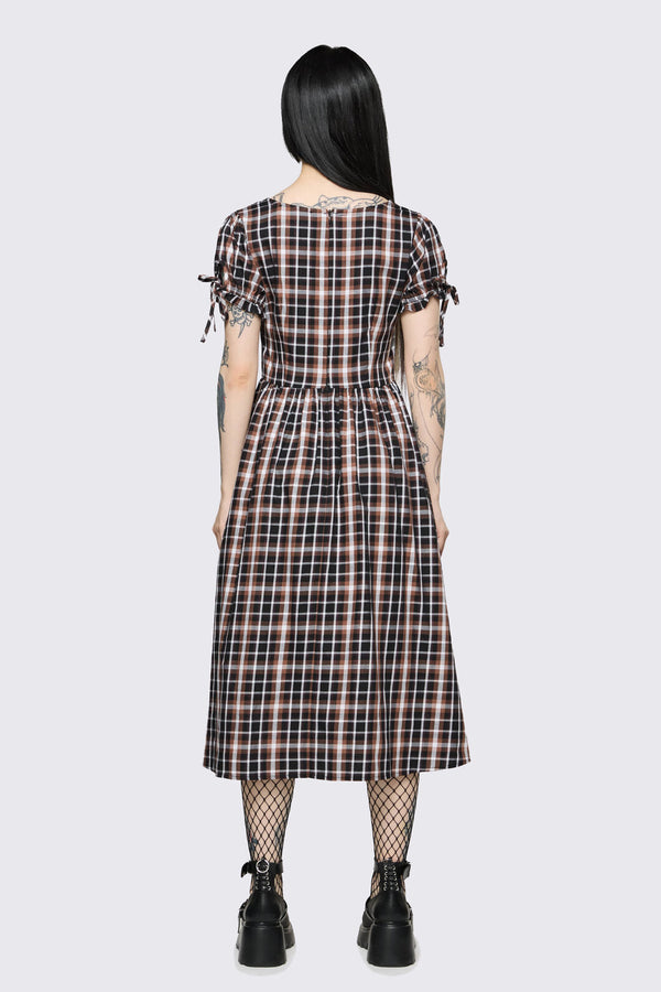Dangerfield NZ - Archangel Tartan Midi Dress - brown