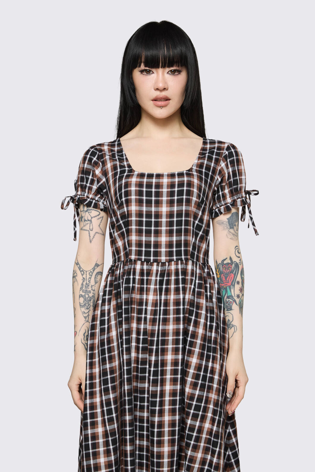 Dangerfield NZ - Archangel Tartan Midi Dress - brown