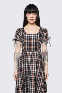 Dangerfield NZ - Archangel Tartan Midi Dress - brown