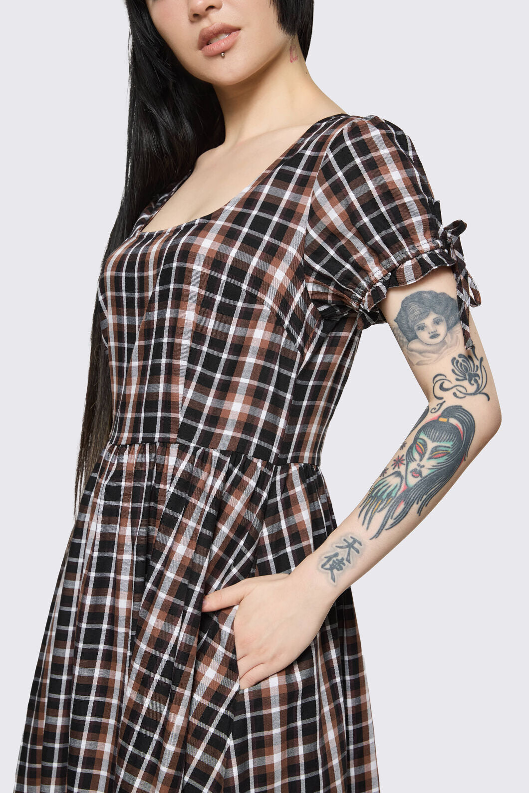 Dangerfield NZ - Archangel Tartan Midi Dress - brown