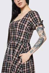Dangerfield NZ - Archangel Tartan Midi Dress - brown