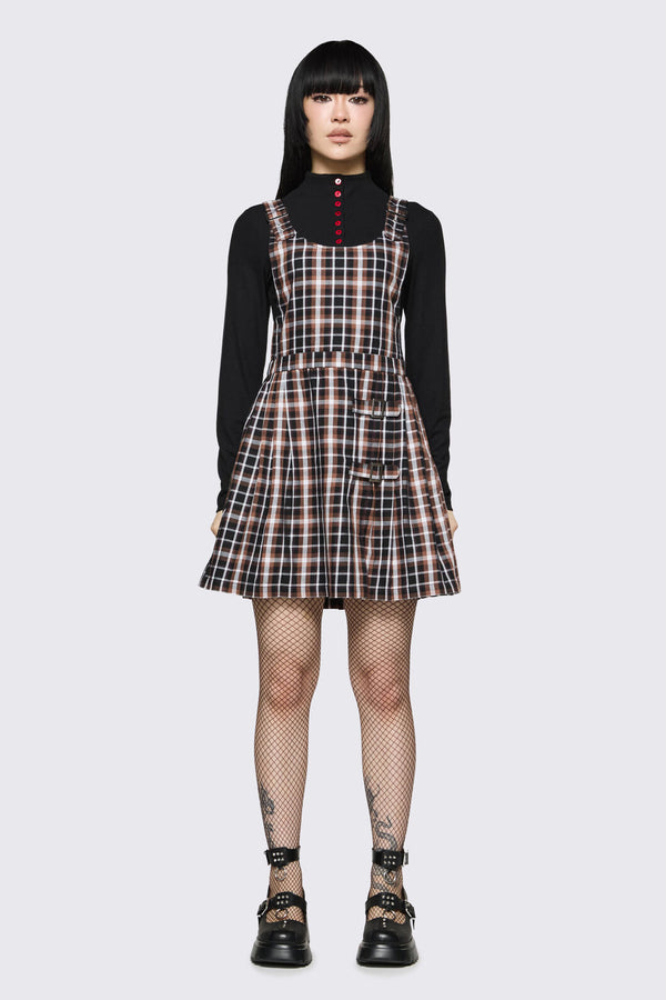Dangerfield NZ - Archangel Tartan Pleat Pinafore - brown