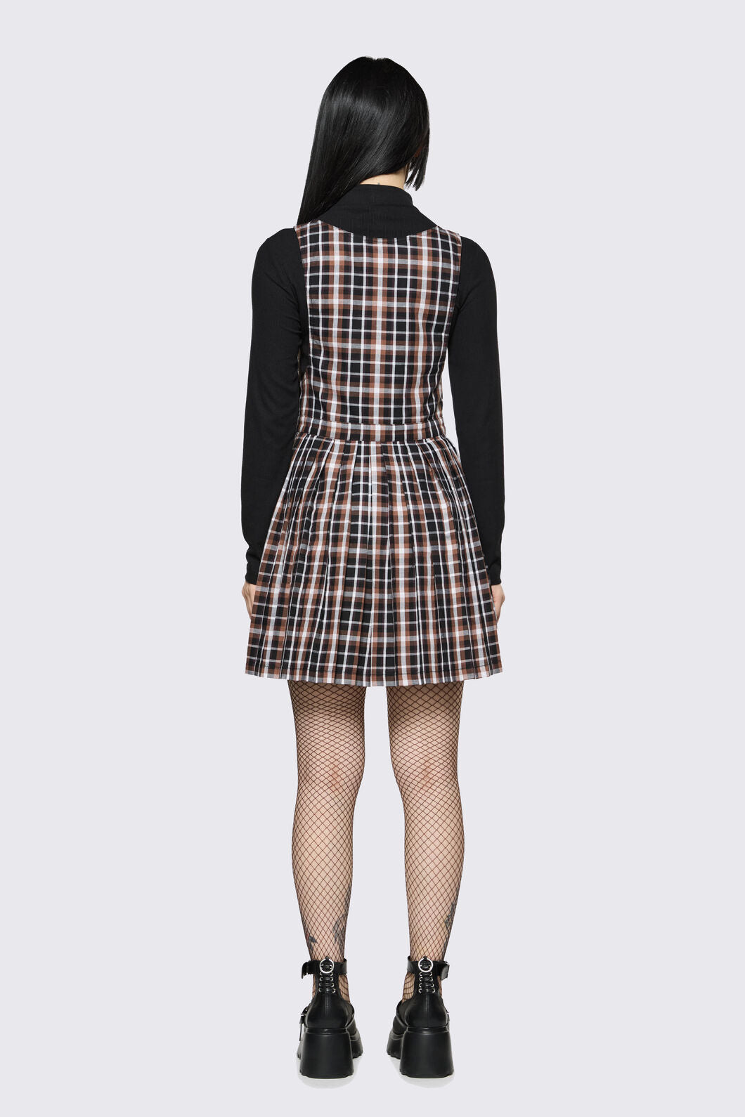 Dangerfield NZ - Archangel Tartan Pleat Pinafore - brown