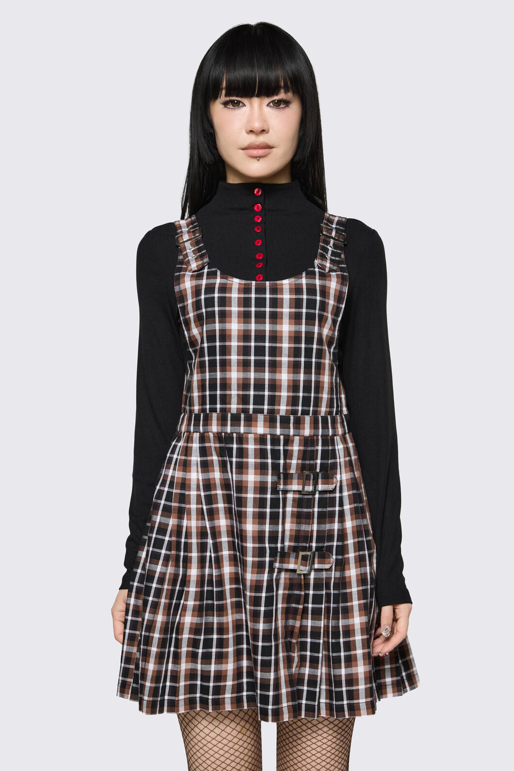 Dangerfield NZ - Archangel Tartan Pleat Pinafore - brown