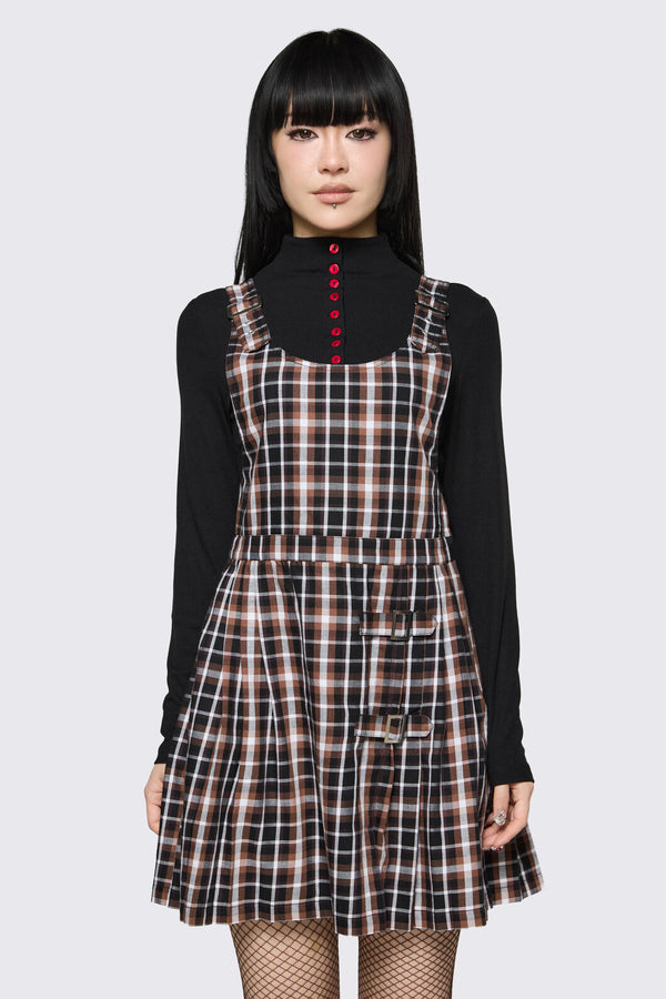 Dangerfield NZ - Archangel Tartan Pleat Pinafore - brown