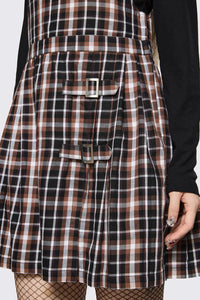 Dangerfield NZ - Archangel Tartan Pleat Pinafore - brown