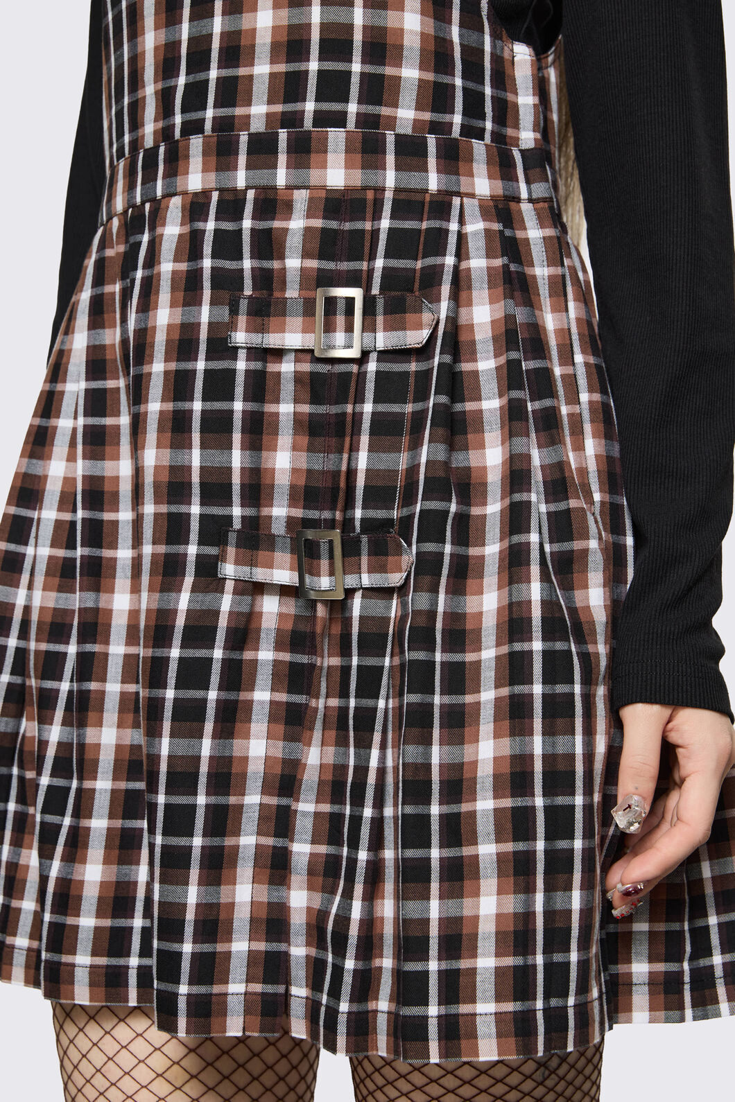 Dangerfield NZ - Archangel Tartan Pleat Pinafore - brown