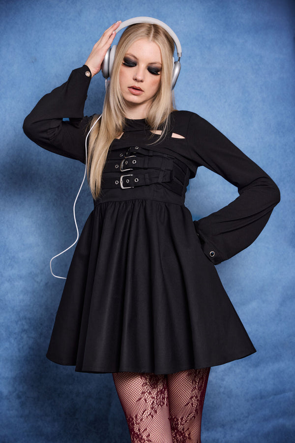 Dangerfield NZ - Cindy Buckle Mini Dress - black