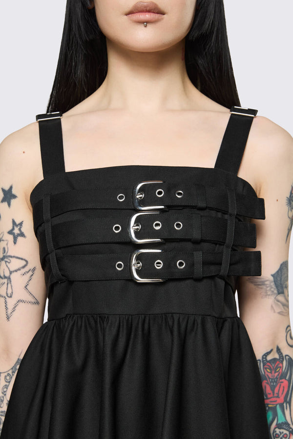 Dangerfield NZ - Cindy Buckle Mini Dress - black