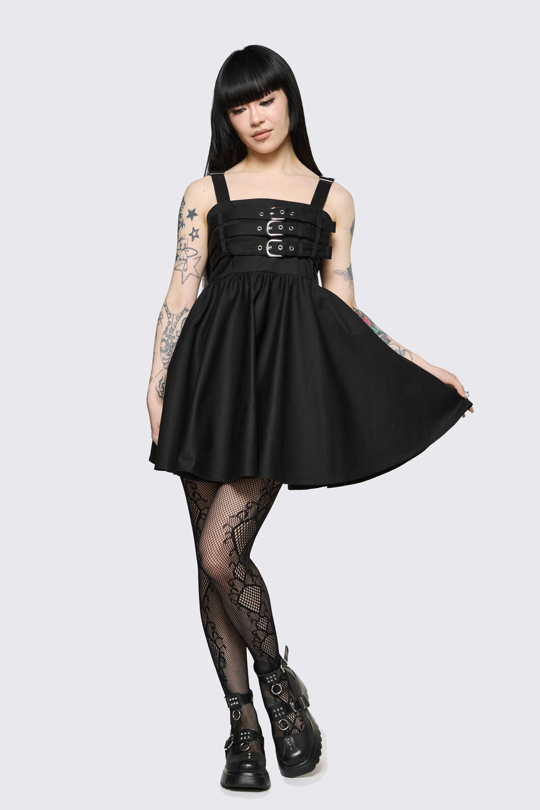 Dangerfield NZ - Cindy Buckle Mini Dress - black