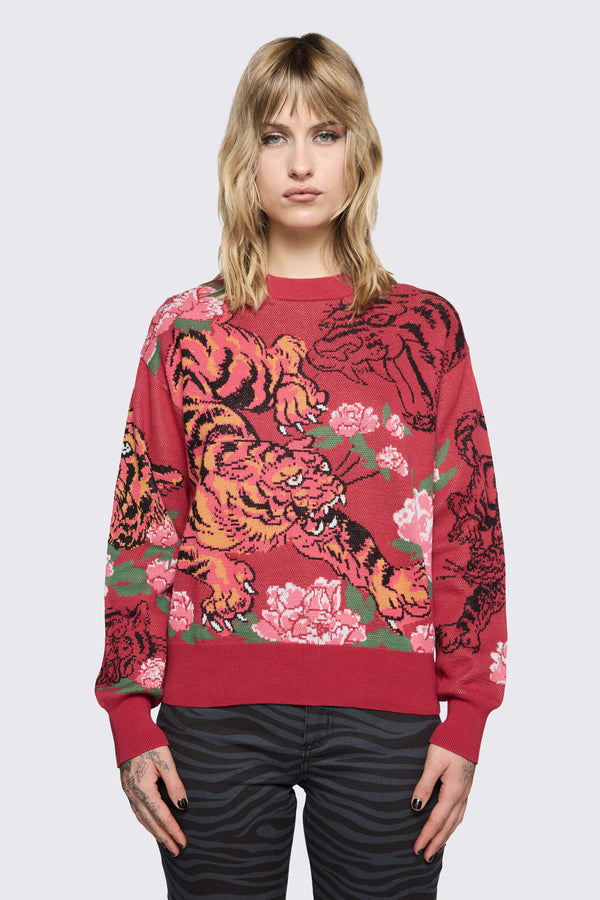 Dangerfield NZ - Big Cat Knit - red
