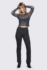 Dangerfield NZ - Untamed Stripe Flare Jean - grey