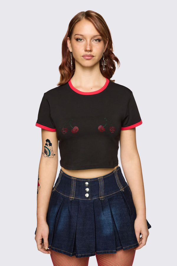Dangerfield NZ - Delulu Cropped Tee - black