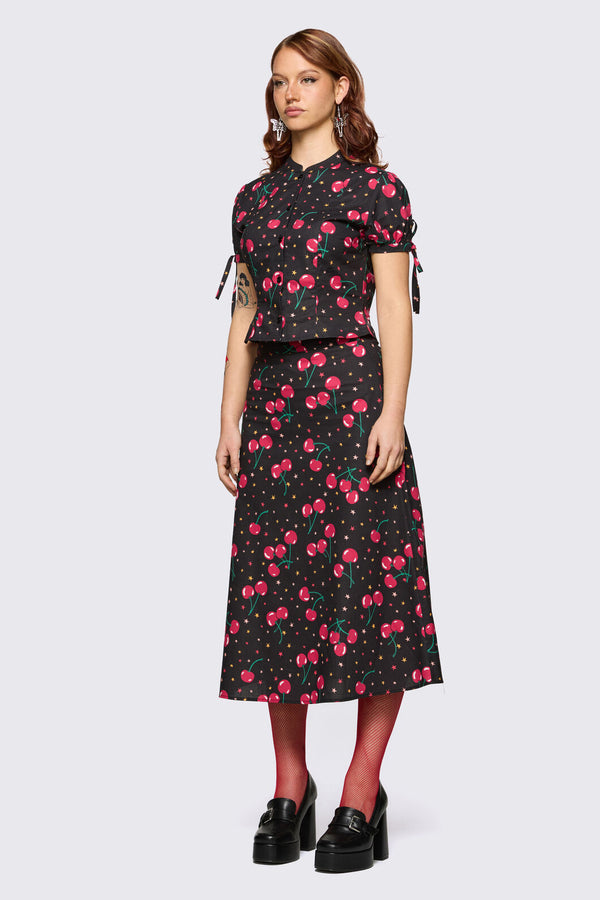 Dangerfield NZ - Delulu Print Midi Skirt - black