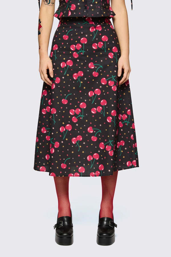 Dangerfield NZ - Delulu Print Midi Skirt - black