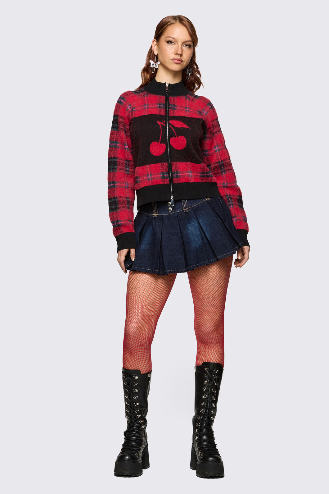Dangerfield NZ - Delulu Zipper Knit - red-black