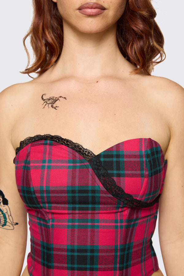 Dangerfield NZ - Dizzy Tartan Corset - red