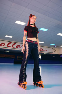 Dangerfield NZ - Dizzy Lace Up Flares - navy