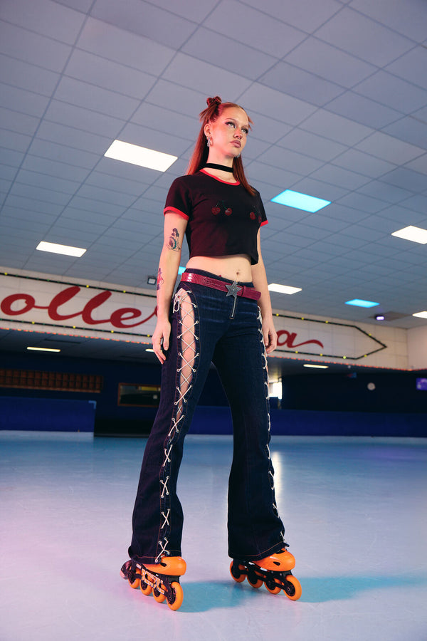 Dangerfield NZ - Dizzy Lace Up Flares - navy