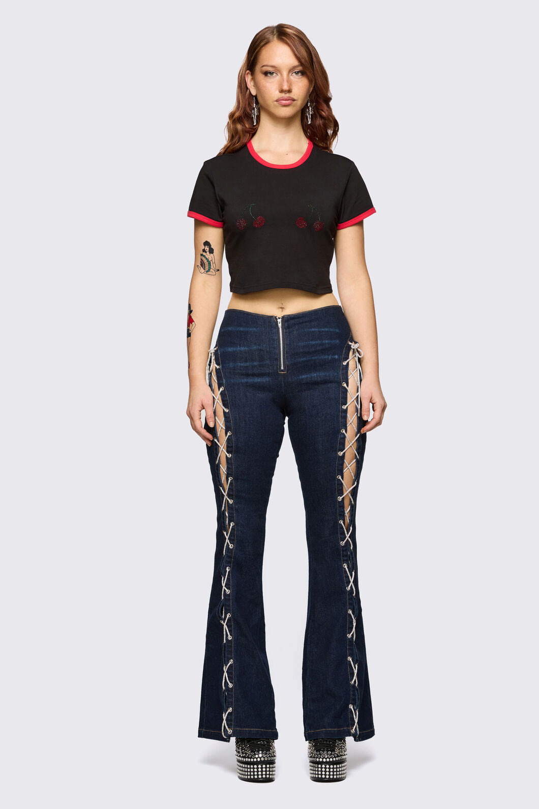 Dangerfield NZ - Dizzy Lace Up Flares - navy