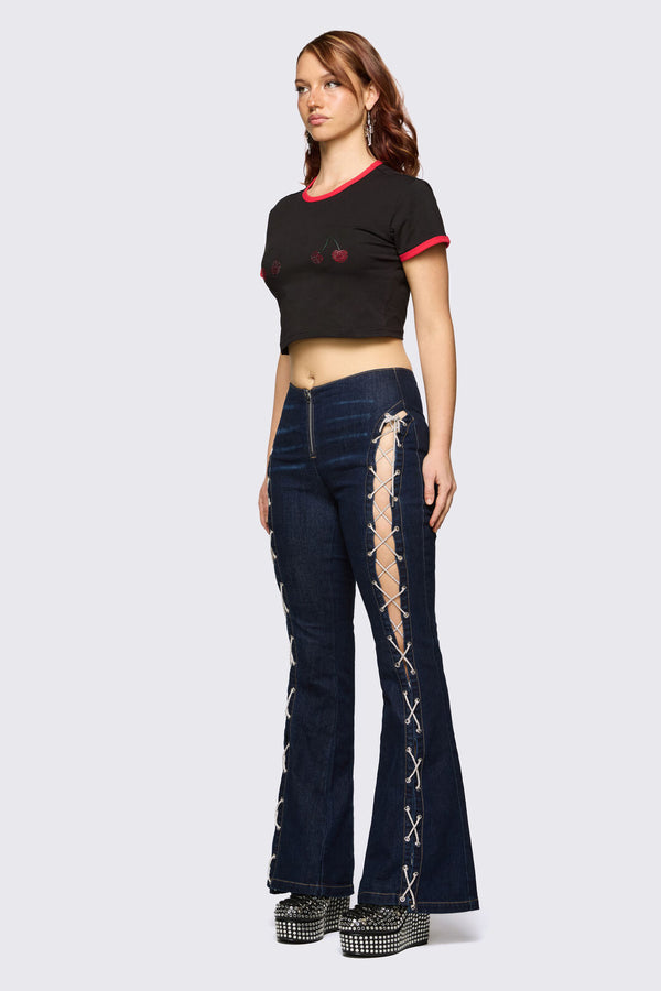 Dangerfield NZ - Dizzy Lace Up Flares - navy
