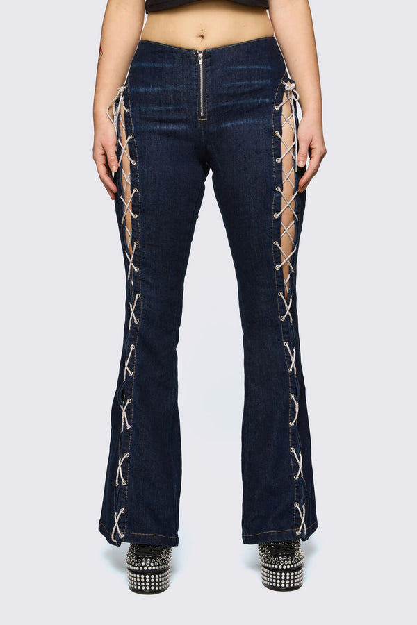 Dangerfield NZ - Dizzy Lace Up Flares - navy