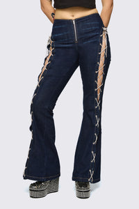 Dangerfield NZ - Dizzy Lace Up Flares - navy