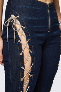 Dangerfield NZ - Dizzy Lace Up Flares - navy