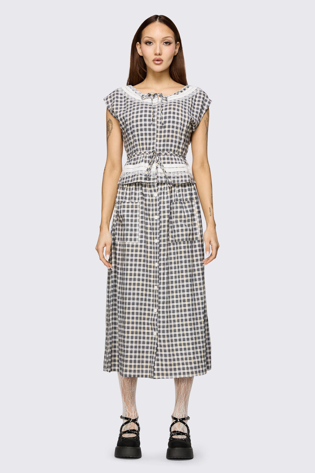 Dangerfield NZ - Darling Gingham Top - black-white