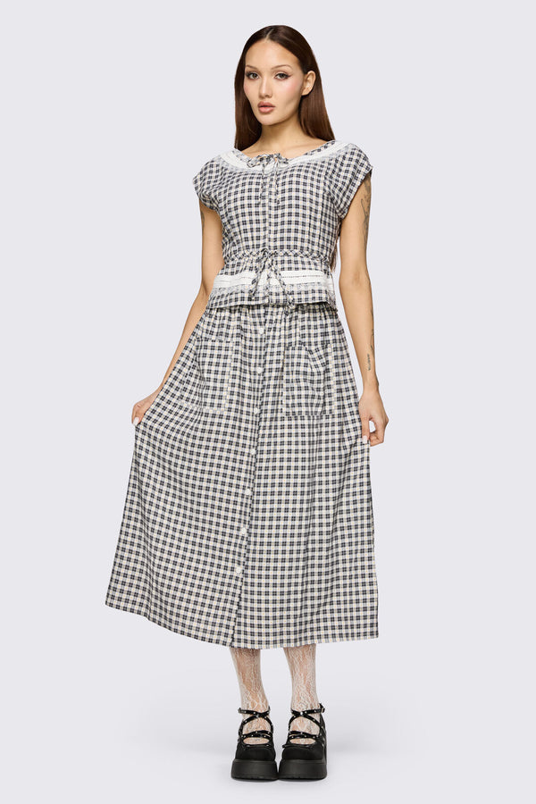 Dangerfield NZ - Darling Gingham Top - black-white