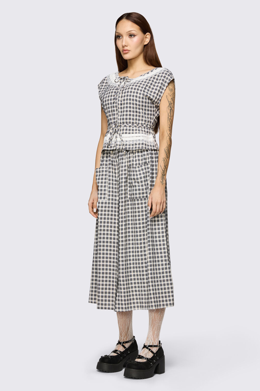 Dangerfield NZ - Darling Gingham Top - black-white
