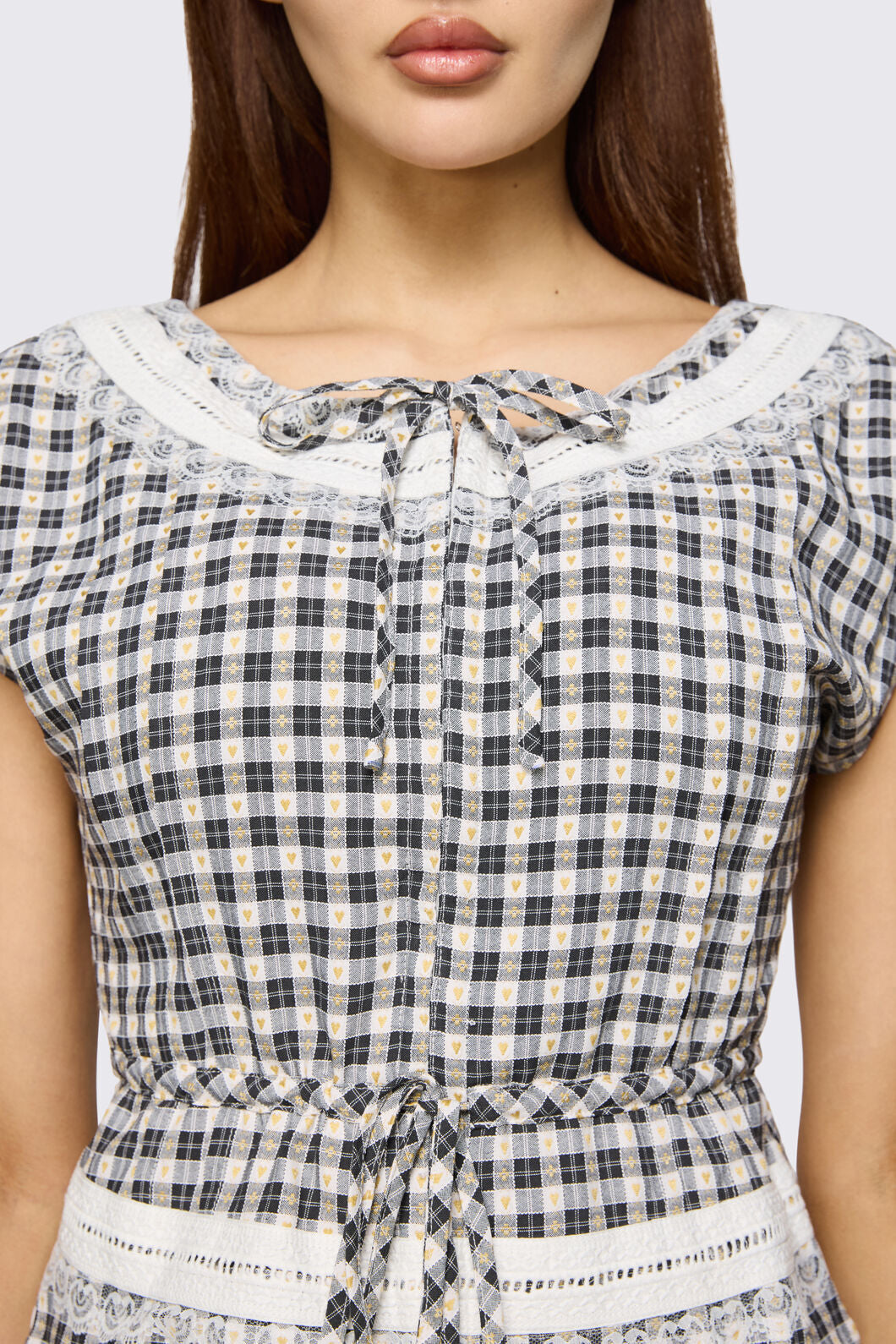 Dangerfield NZ - Darling Gingham Top - black-white