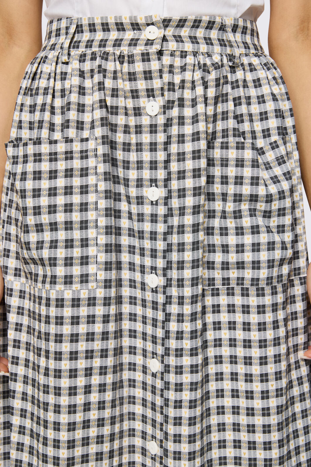 Dangerfield NZ - Darling Gingham Midi Skirt - black-white