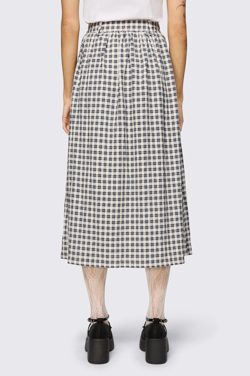 Dangerfield NZ - Darling Gingham Midi Skirt - black-white