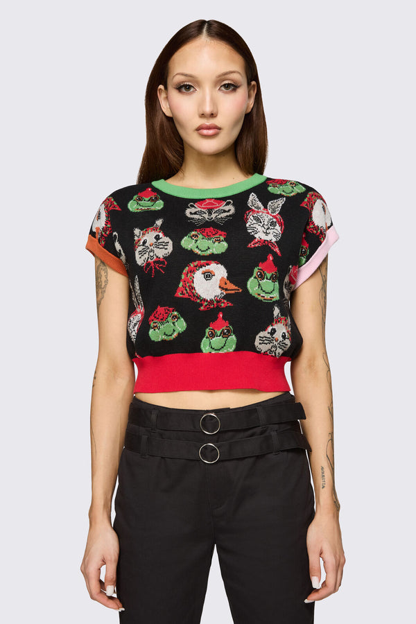 Dangerfield NZ - Bonnet Cutie Knit Top - black