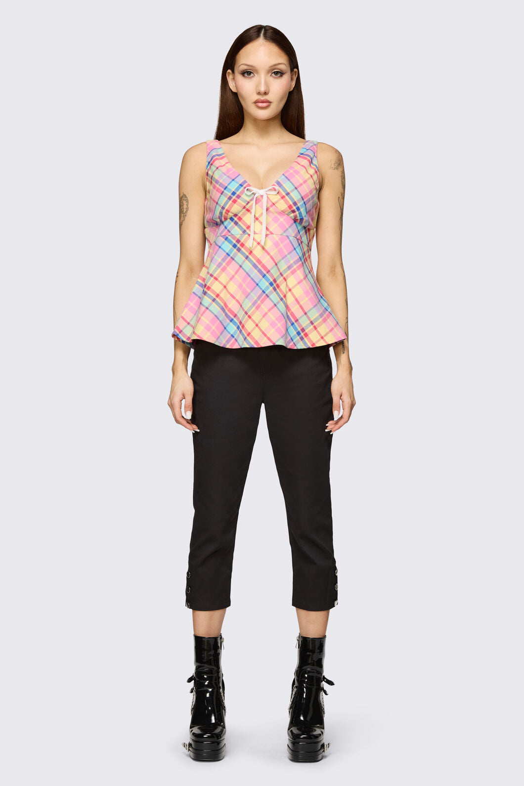 Dangerfield NZ - Sweetpea Tartan Top - rainbow