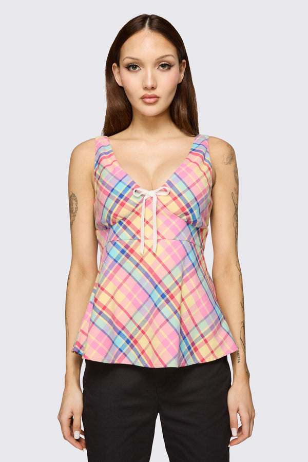 Dangerfield NZ - Sweetpea Tartan Top - rainbow