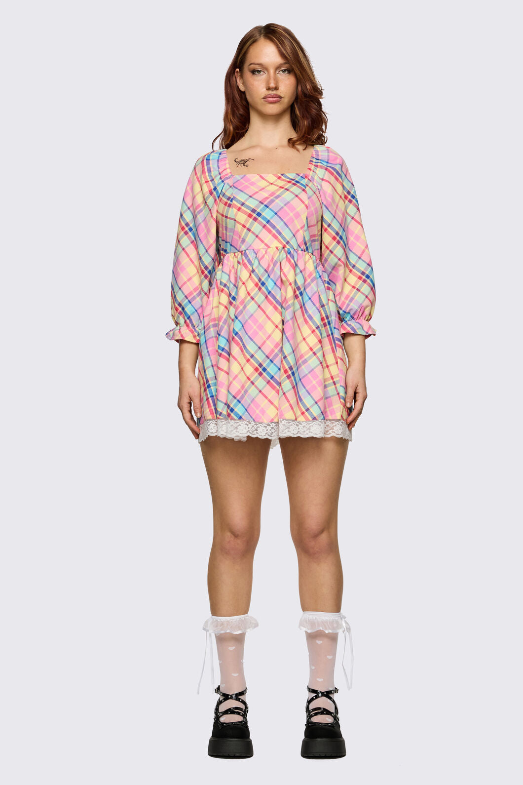 Dangerfield NZ - Sweetpea Tartan Dress - rainbow
