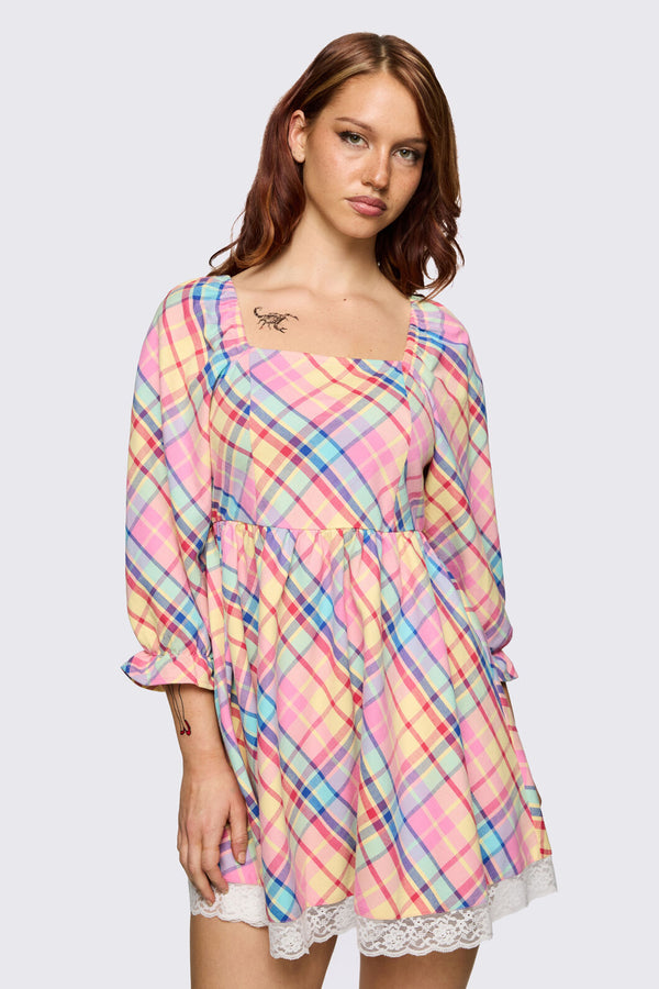 Dangerfield NZ - Sweetpea Tartan Dress - rainbow
