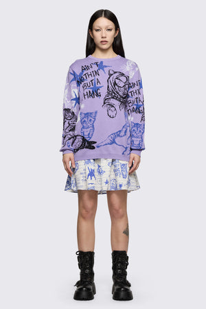 Dangerfield NZ - Sketchy Long Sleeve Jumper - purple