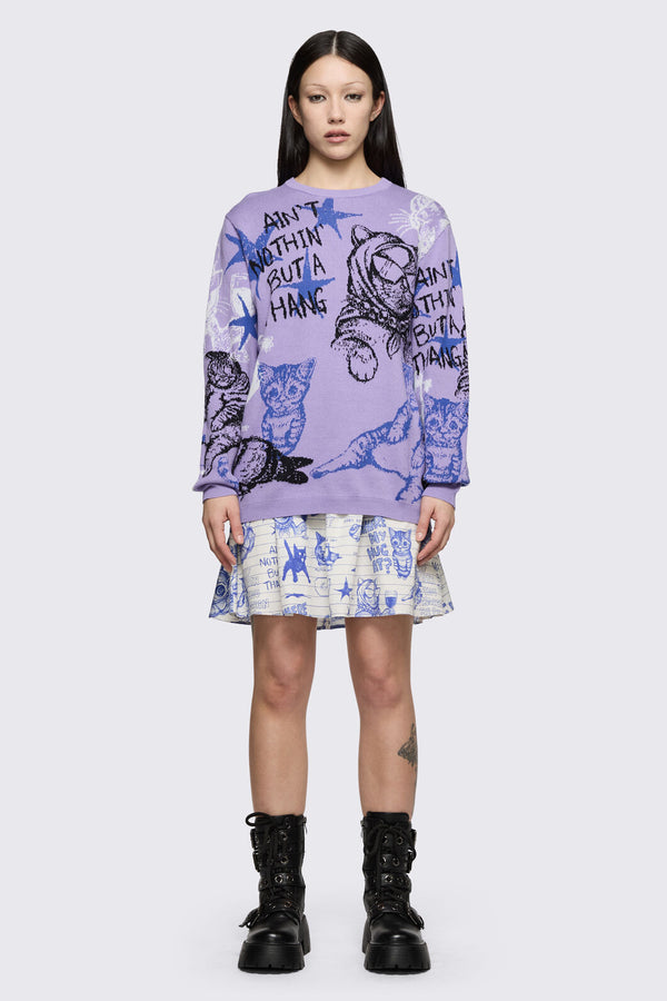 Dangerfield NZ - Sketchy Long Sleeve Jumper - purple