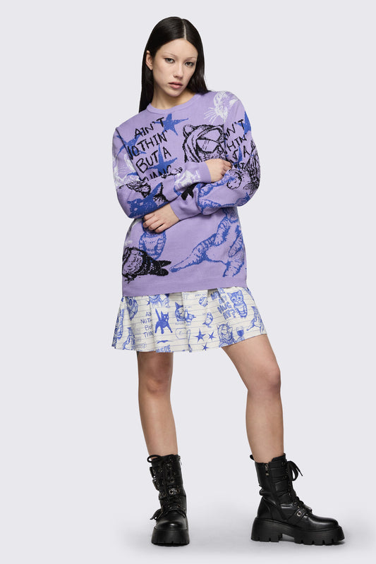 Dangerfield NZ - Sketchy Long Sleeve Jumper - purple