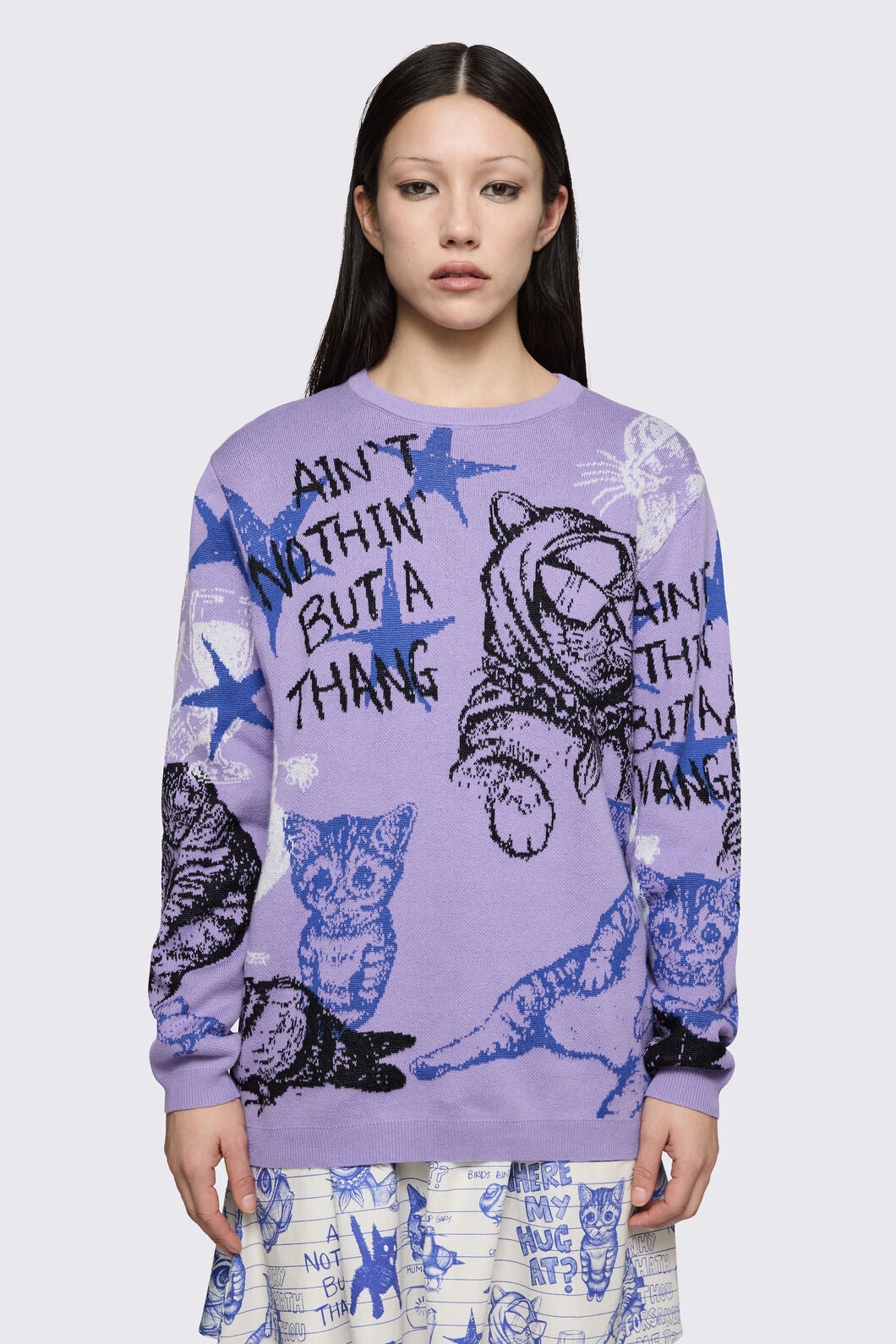 Dangerfield NZ - Sketchy Long Sleeve Jumper - purple