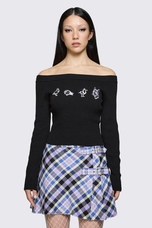 Dangerfield NZ - Sketchy Off The Shoulder Knit - black
