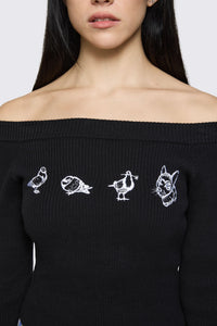 Dangerfield NZ - Sketchy Off The Shoulder Knit - black