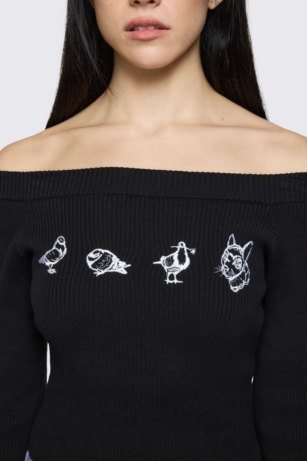 Dangerfield NZ - Sketchy Off The Shoulder Knit - black