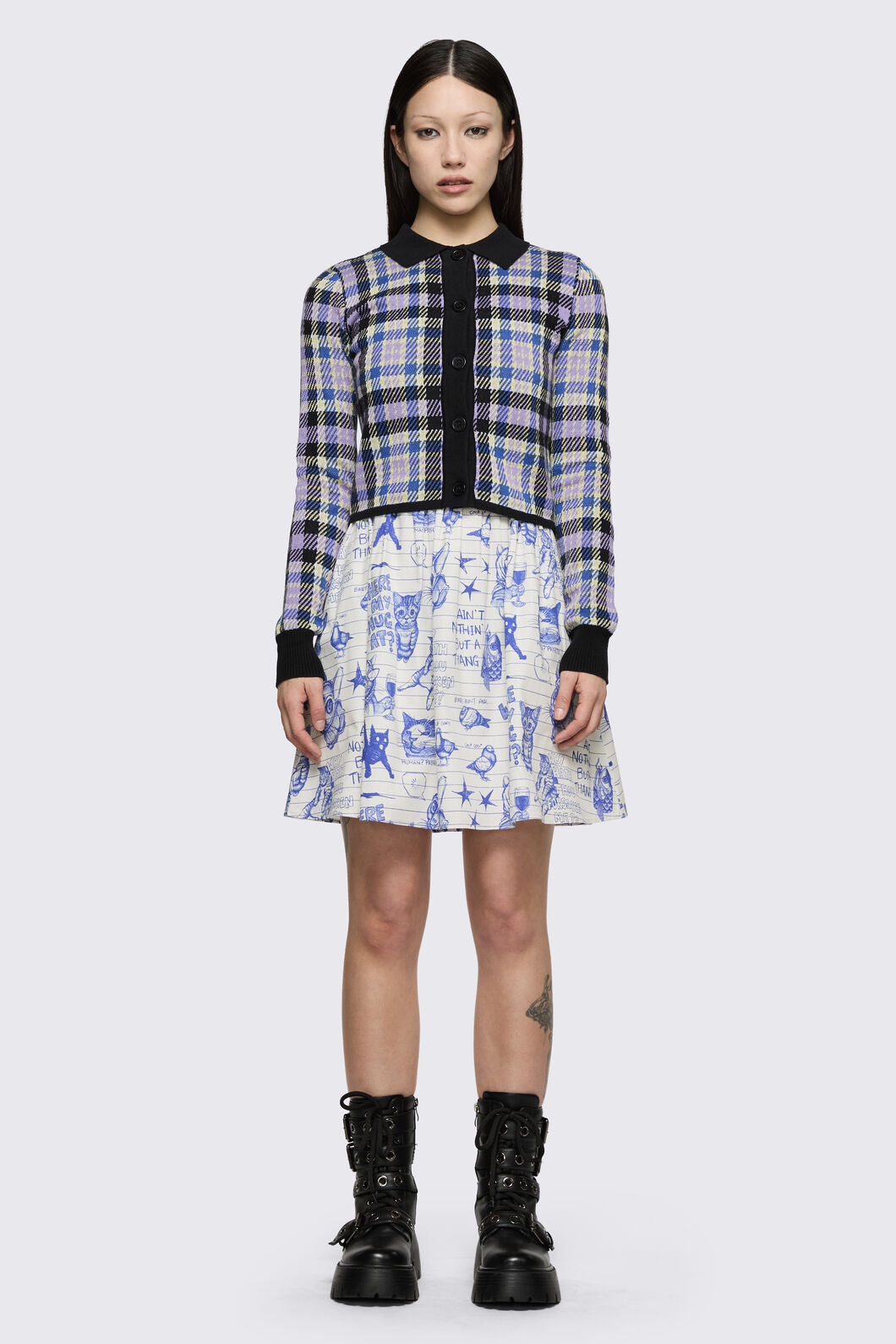 Dangerfield NZ - Sketchy Tartan Knit Cardigan - multi